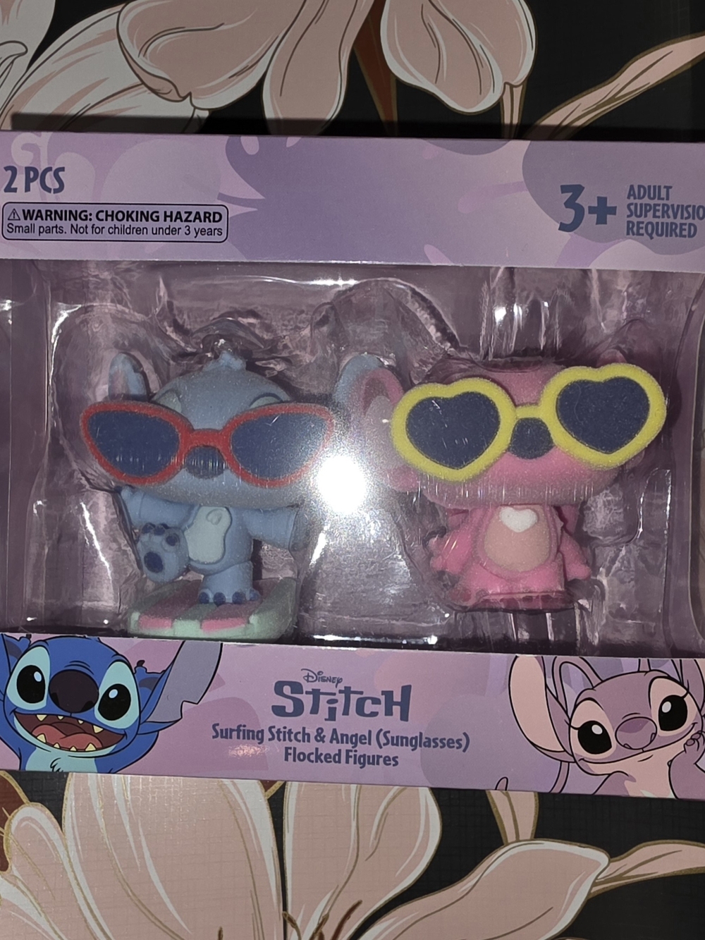 New In Box! Disney Surfing Stitch & Angel Flocked Figures Summer Fun